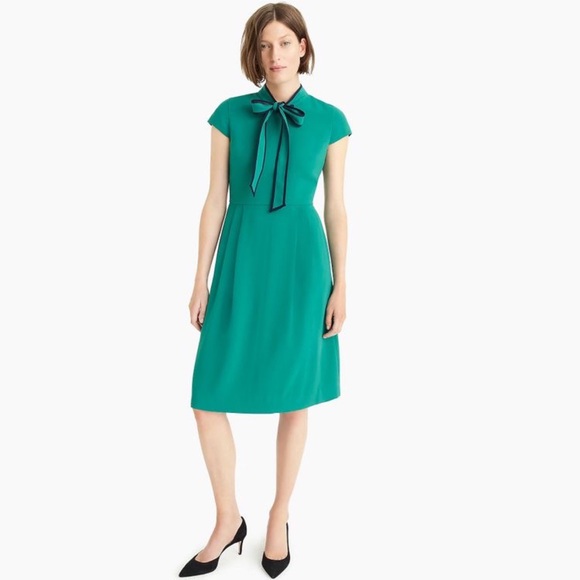 nwt j.crew  tie neck dress in 365 crepe 4P - Picture 3 of 12
